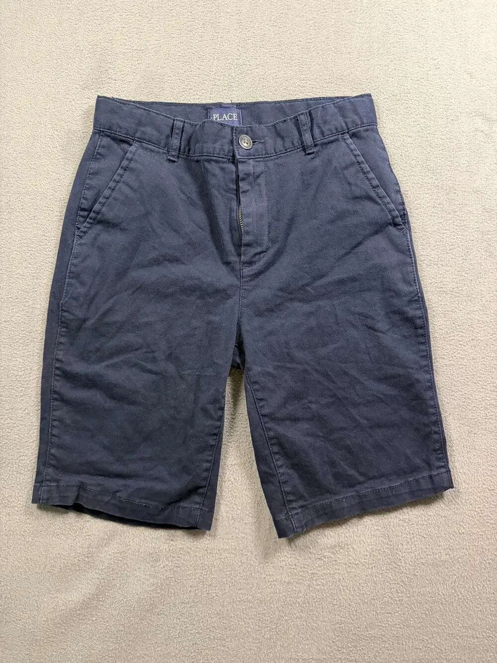 The Children's Place Boys Size 12 Navy Blue Chino Shorts Flat Front Uniform